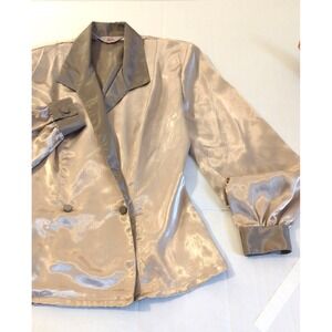 Vintage Satin Tuxedo Blouse Jacket 8 Hong Kong Shoulder Pads 80's C.E.O. Elegant